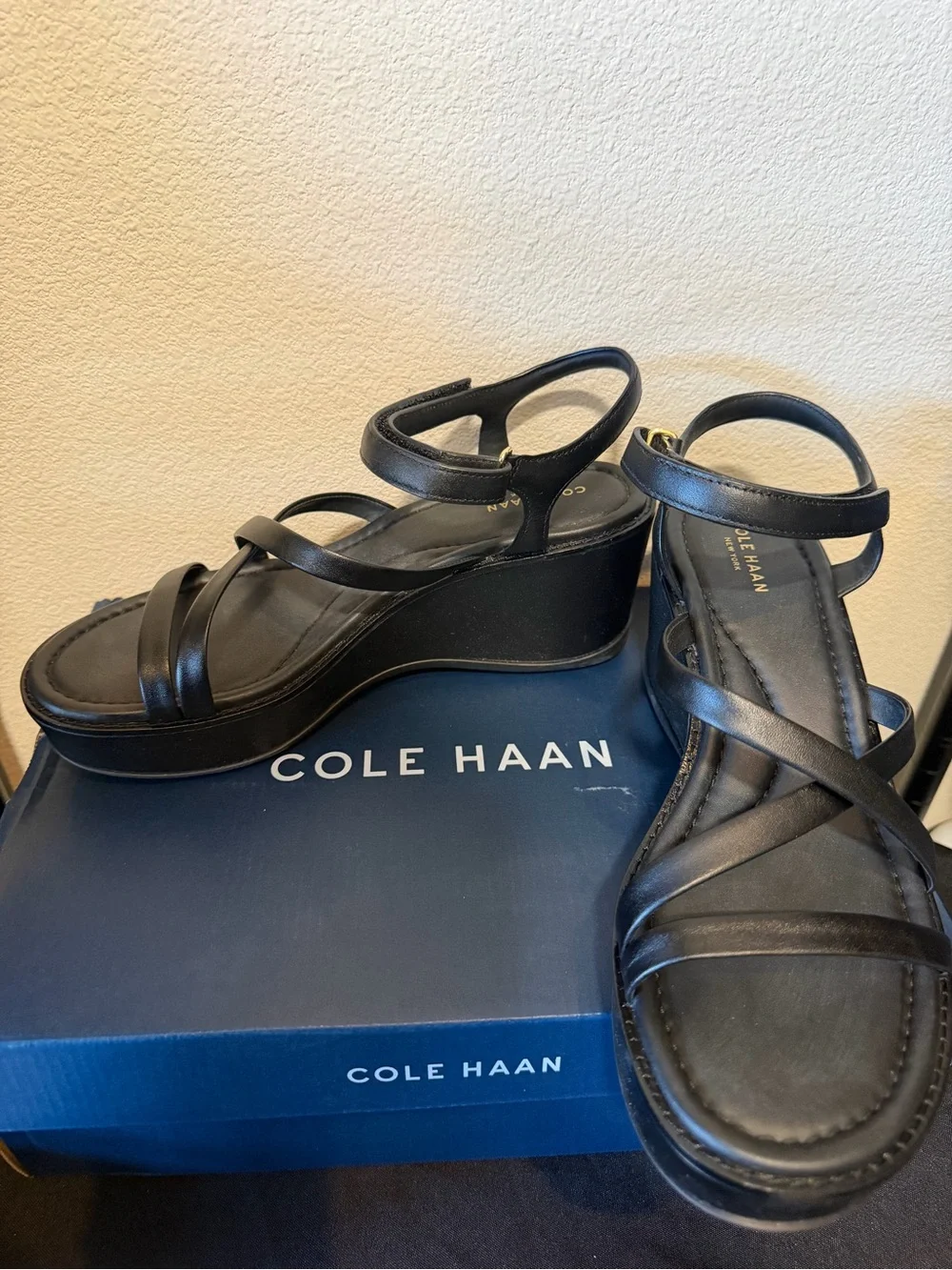 Cole Haan “Azzura” Leather Wedge Sandals